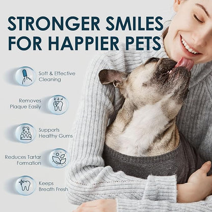Mooncat Dental Finger Wipes for Dogs & Cats - Easy Teeth Cleaning to Remove Plaque, Tartar & Freshen Bad Breath - Gentle Tooth Wipes for Puppy & Kitten Care - 40 Counts