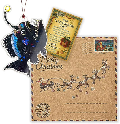 Anglerfish Christmas Ornaments 2025, Unique Fishing Ornaments for Christmas Tree, Sea Gifts for Fisherman Men Women Boys Teens, Inner Light Inspirational Decoration for Holiday Display, Ugly Ornament