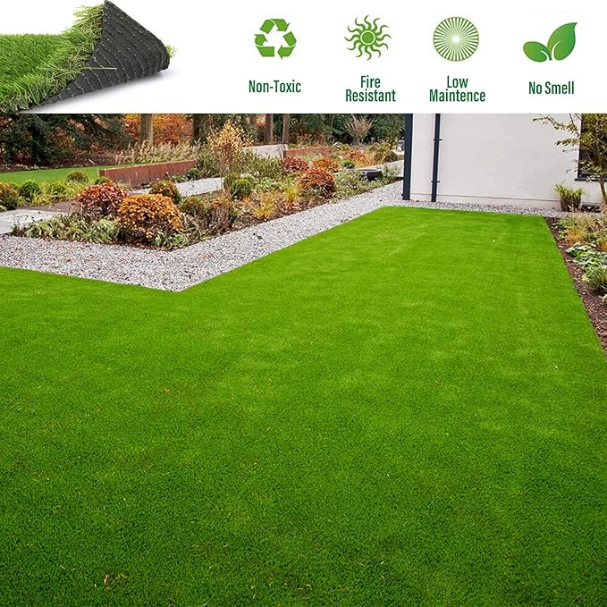 Artificial Grass Rug Outdoor Indoor 6FTX74FT Fake Grass Carpet Green Synthetic Grass Pet Turf Realistic Faux Grass Rug with Drain Holes for Garden Lawn Landscape Balcony Home Decor Patio