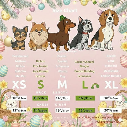 Easter Dog Dress with Bunny & Carrot Print, Festive Holiday Pink Spring Pet Outfit with Satin Bow for Small Medium Dogs