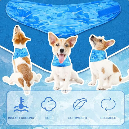 Talltalk 5 Pieces Dog Cooling Bandanas Neck Wraps Ice Scarf Pet Dog Cooling Collar Hunting Training Hiking Camping Accessories for Summer(XL)