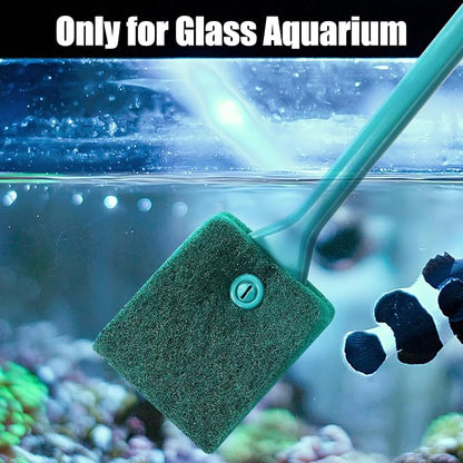 AQUANEAT 3pcs Fish Tank Cleaning Tools, Aquarium Double Sided Sponge Brush, Algae Scraper Cleaner with Long Handle