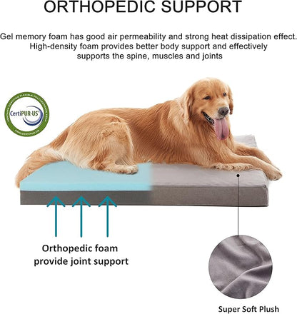 Orthopedic Memory Foam Dog Bed, Cooling Dog Beds for Medium Dogs -Waterproof Pet Bed for Crate with Removable Washable Cover, M(29inch,45Lbs)