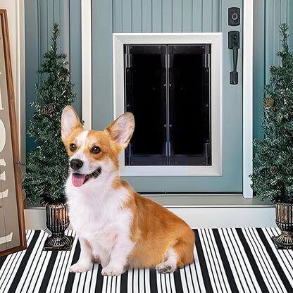 Aluminum Pet Door with Panels,Durable Dog Door with Automatic Closing Magnetic Flaps, Slide-in Panel & 4 Security Locks, Ideal for Interior and Exterior Doors, Screen and Wall, Medium, Sliver