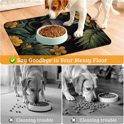 Brown Bear Dog Food Mat,Forest Absorbent Pet Feeding Mat for Food and Water Bowl,Quick Dry Dog Placemat Non Slip Rubber Backing Waterproof Pet Supplies 12" x 20"