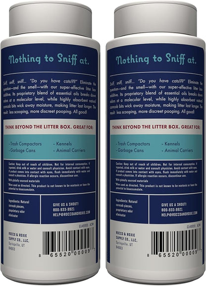 Rocco & Roxie Litter Box Odor Eliminator, Best Natural Urine Deodorizer for Cat Litter Boxes Cats Smell Control, Odor Absorber, Safe for Kitty, 12 oz pack of 2