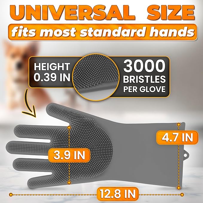 Cat & Dog Washing Gloves for Bathing – 2-in-1 Design Dog Scrubbing Gloves for Grooming, Massaging, and Paw Cleaning
