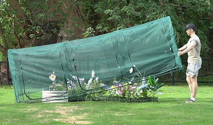 Poray Large 12.3X4FT Tunnel Plant Netting Cover,4.1FT Tall Crop Cage Tomato Netting for Vegetables&Fruits,Durable Gardening Net for Plant and Animals