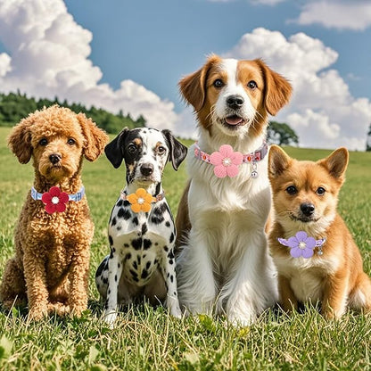 Large Dog Collar with Flower, Dog Collars for Large Dogs Collar for Girl Cute Dog Collar with Bell, Adjustable Length
