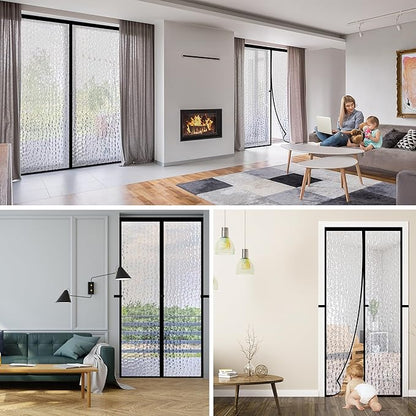 RELIANCER Magnetic Thermal Insulated Door Curtain,Waterproof EVA Door Cover,Fit Doors Size Up to 42"x83",Temperature Protection Insulated Doorway Curtain Partition,Patio Self-Closing Doors Net Screen