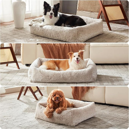 JOEJOY Large Dog Beds Large Sized Dog, Washable Orthopedic Premium Soft Corduroy Fleece Pet Bed with Removable Zipper Cover, Cute Calming Puppy Bed with Non Skid Bottom