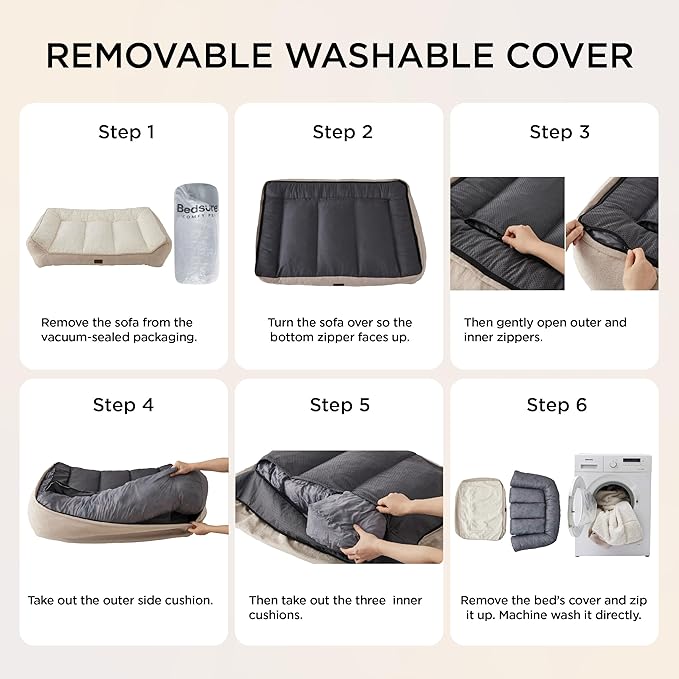 Bedsure SupportMax™ Orthopedic Dog Beds Large Sized Dog - Extra Thick Supportive Large Dogs Bed with Waterproof Washable Cover, L Plus Comfort Pet Sofa with Soft Sherpa and Nonskid Bottom, Grey, 38"