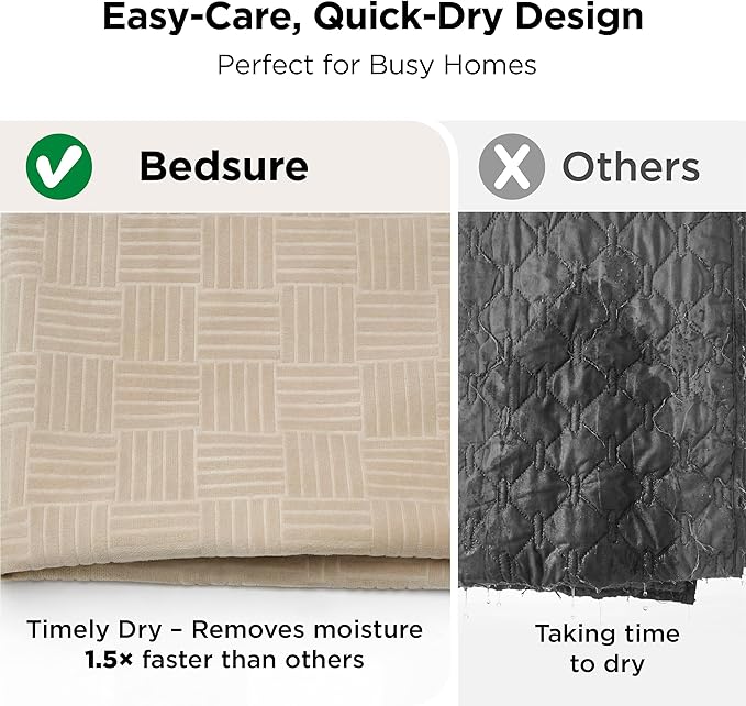 Bedsure Waterproof Bed Cover for Dogs Washable - Waterproof Blanket for Full Bed Couch Sofa Cozy, Lightweight Furniture Protector for Pet Cat Quick Drying, Sandy Tan, 82x82IN