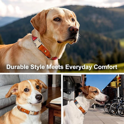 Plutus Pet Genuine Leather & Hemp Dog Collar – Adjustable Heavy Duty Pet Collar with Quick Release Metal Buckle, Soft & Stylish for Puppy and Small, Medium, Large Dogs (Green, XS)