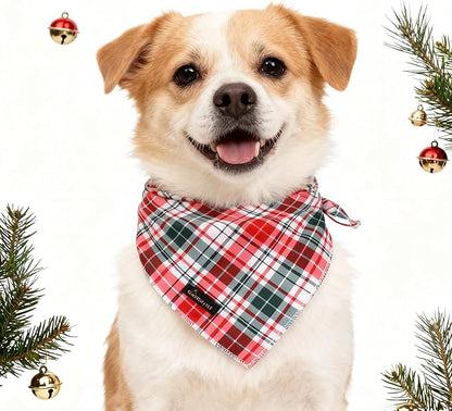ARING PET Christmas Dog Bandanas, Red Green Pink Holiday Pet Bandana Scarf Triangle Bibs for Puppy Small Medium Large Boy Girl Dogs Cats-L