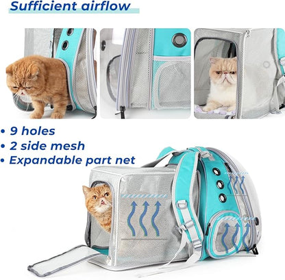 Lollimeow Expandable Cat Backpack Carrier for Large Cats & Small Dogs - Airline Approved Pet Bubble Backpack with Dual-Side Expansion, Perfect for Travel, Hiking & Outdoor Adventures, Up to 16lbs