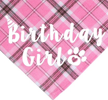 Dog Birthday Party Supplies, Multi Sizes Dog Birthday Bandana Girl Dog Birthday Hat Crown with Birthday Numbers Bow Tie for Large Extra Large Dogs Pets (Pink, X-Large)