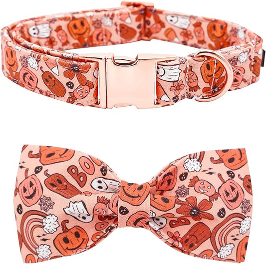 Halloween Dog Collar, Pet Collar Bow Pumpkin Pet Collar Girl Boy Holiday Pet Collars Gift Bow Dog Collar Cute Soft Puppy Collar for X-Large Dogs