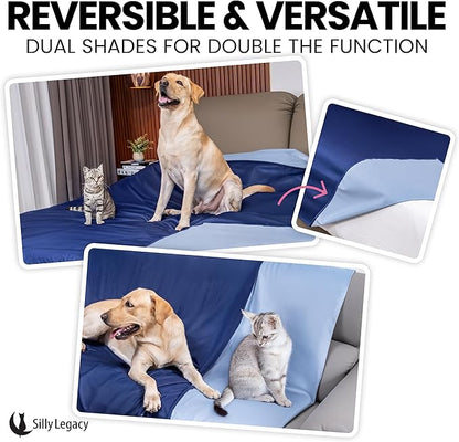 SILLY LEGACY Thin Reversible Waterproof Protective Bed Cover (Queen Size, 96 x 82 inch), for Dogs and Cats, Babies; Incontinence, Dirt, Drool