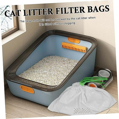 7pcs Cat Litter Filter Bags Easy to Use Pet Waste Pick-up Supplies for Litter Box Sturdy Material White Dimensions