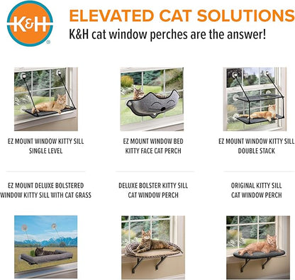 K&H Pet Products Kitty Sill Cat Window Perch for Large Cats, Orthopedic Window Hammock Bed Holds 40LBS, Washable Cover, Kitty Windowsill Bed Seat for Indoors - Cream Fleece, Unheated, 14 X 24in