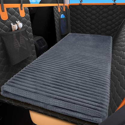 FURTIME Backseat Pet Bed Mat, Non-Slip Dog Bed for Car Back Seat, Washable Travel Pet Mat with Removable Cover, Dog Seat Covers Protector Fit for Backseat Extenders and Trucks SUVs, 54"x 24.8", Grey
