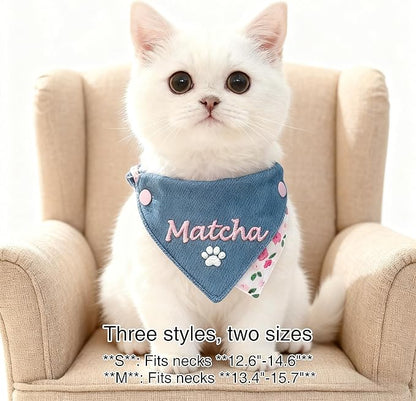 Custom Embroidered Dog Bandana Personalized with Name Adjustable Triangle Neckwear Scarf for Dogs and Cats Washable Polyester Pet Accessories Gift for Pet Lovers
