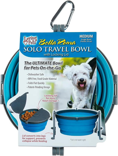 Loving Pets - Bella Roma Portable Travel Dog Bowl Collapsible Dog Food & Water Bowl (Blue, Medium)