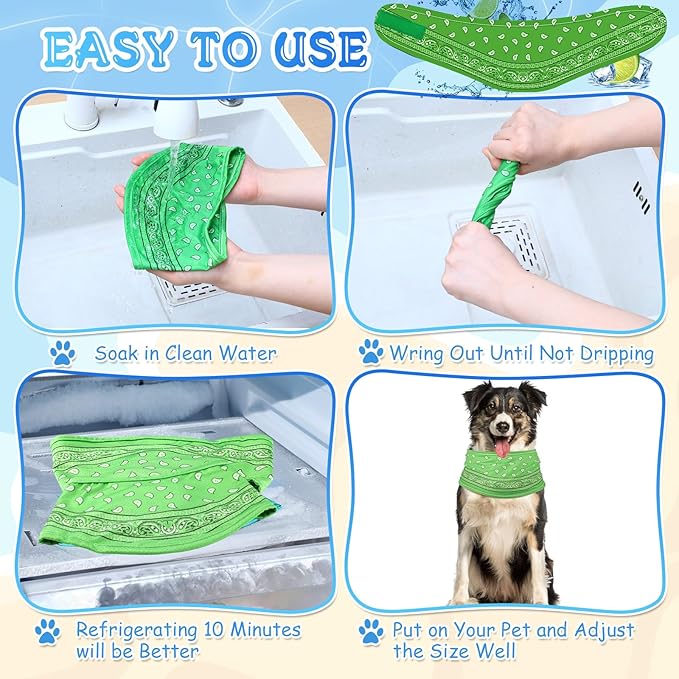 Talltalk 5 Pieces Dog Cooling Bandanas Neck Wraps Ice Scarf Pet Dog Cooling Collar Hunting Training Hiking Camping Accessories for Summer (Paisley,XL)
