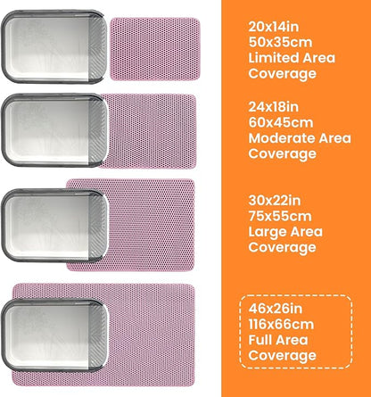 Jumbo Cat Litter Mat, 46x26 Inches Double Layer Honeycomb Litter Trapping Mat, Non Slip Waterproof Urine Proof Extra Large Cat Litter Box Mat, Kitten Supplies and Essentials, XXL, Pink
