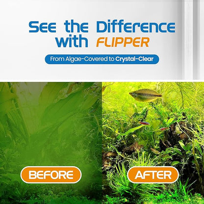 FLIPPER Platinum Stubby Hand Algae Scraper – Aquarium Glass & Acrylic Cleaner with Precision Scraper Blade, Fish Tank Cleaning Tool for Freshwater & Saltwater Aquariums (10” Rigid Shaft)