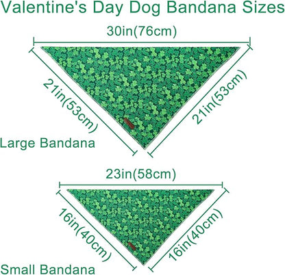 St. Patrick's Dog Bandana, UP URARA PUP Shamrock Triangle Bid Scarf for Medium Large Dogs, Cotton Kerchief for Girl Boy Puppies, Cute Spring Green Bandana,L