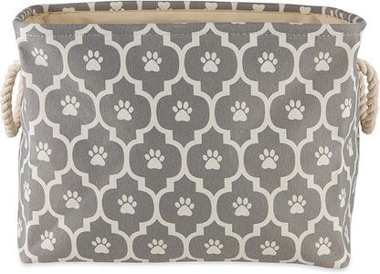 Bone Dry Pet Storage Collection Lattice Paw Print, Gray, Medium Rectangle