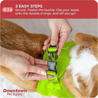 Downtown Pet Supply Step in Dog Harness, XX-Large, Atomic Yellow - Adjustable, Padded Mesh Fabric, Reflective Trim, No Pull, Buckle Strap
