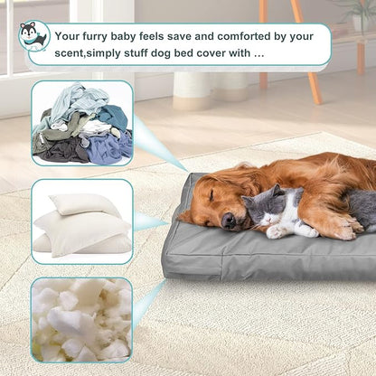Explore Land Waterproof Dog Bed Cover Canvas Washable Dog Crate Pad Replacement Cover, 48Lx36Wx4H inch, Gray