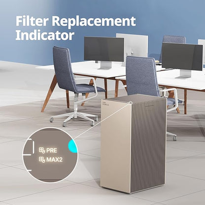 COWAY Air Purifiers for Large Room Whole Home Up to 4,253ft², 2 Sets of XL Washable Pre-Filters and HEPA Filters for Dual Purification, AQI, Turbo Mode, Timer, Wheels, 5yr Warranty, ProX(B)