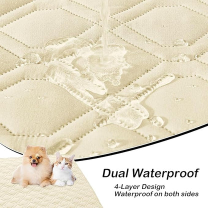 hyha Waterproof Dog Bed Blanket, Soft Pet Blankets, Waterproof Couch Cover for Dogs, Reversible Sofa Covers Washable for Furniture (68x82 Inch, Beige/Beige)