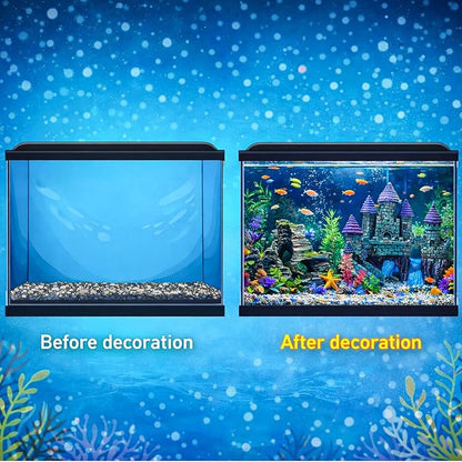 13 Pieces Aquarium Decorations Kit, Fish Tank Decorations Set Small Resin Castle and Rockery Betta Fish Cave Hideout Coral Artificial Plastic Plants Ornament Accessories
