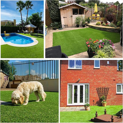 Artificial Grass Rug Outdoor Indoor 4FTX35FT Fake Grass Carpet Green Synthetic Grass Pet Turf Realistic Faux Grass Rug with Drain Holes for Garden Lawn Landscape Balcony Home Decor Patio