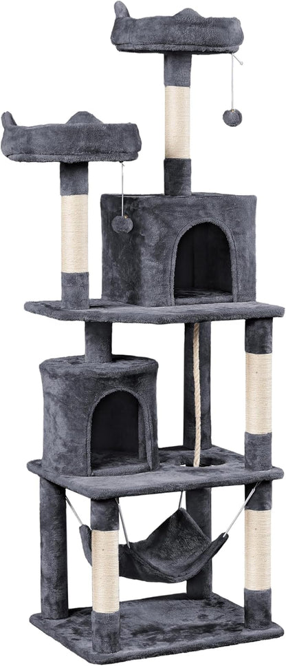 Topeakmart Multi Level Cat Tree, Cat Tower for Indoor Cats with 2 Condos & 2 Perches & Scratching Post, Cat Bed Furniture for Play