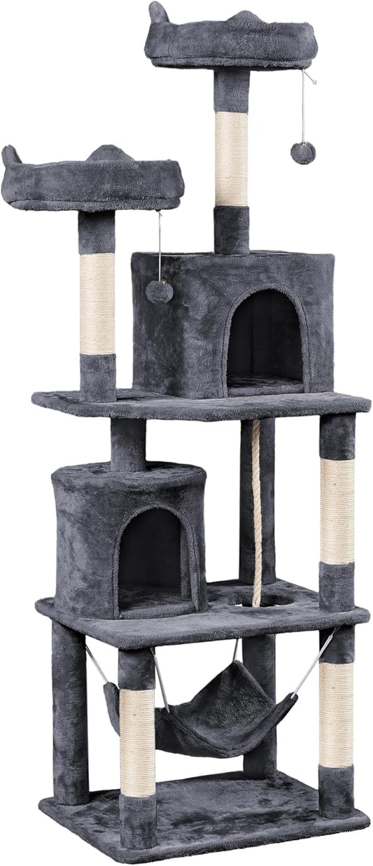 Topeakmart Multi Level Cat Tree, Cat Tower for Indoor Cats with 2 Condos & 2 Perches & Scratching Post, Cat Bed Furniture for Play
