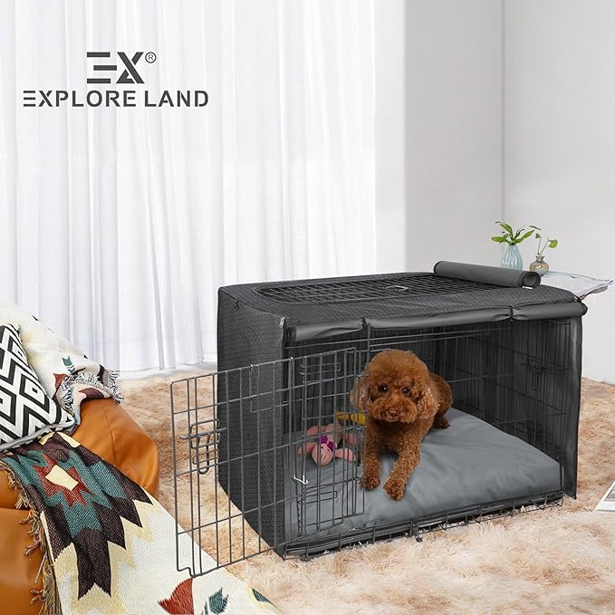 Explore Land Scratch Resistance Dog Bed Cover Canvas Washable Dog Crate Pad Replacement Cover, 36Lx27Wx4H inch, Charcoal
