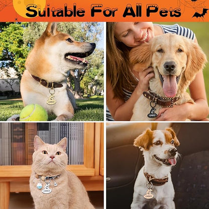 Personalized Pet Tags for Dog Cat, Custom Halloween ID Tags for Dogs, Dog Name Tags Engraved for Pets, Boo Basket Stuffers, Halloween Gifts for Dogs Lovers (Witch Hat)