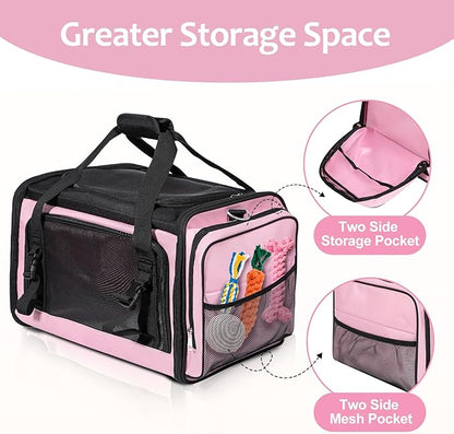 Discala Extra Large Cat Carrier for 2 Cats, Pet Carrier, Dog Carrier for Small Dogs, Cat Carrier Soft, Collapsible Large Pet Carrier for Traveling Indoor and Outdoor Uses - Pink 24"x16"x16"