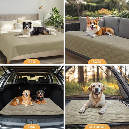 Luciphia 100% Waterproof Couch Cover Blanket for Dogs Anti-Slip Pet Couch Protector Sofa Mat Puppy Cat Blanket with Non-Slip Bottom, Taupe White, 68x82 Inch