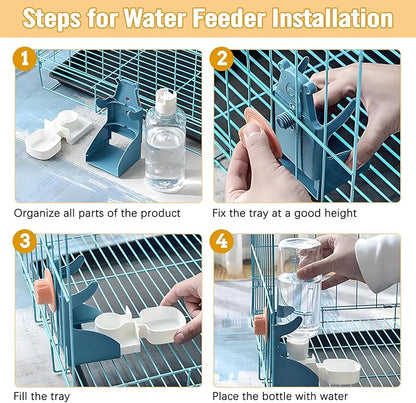 BNOSDM Automatic Bird Feeder Water Dispenser Set No Mess Bird Cage Feeders Parrot Cage Accessories Transparent Seed Food Container with Perch for Finches Parakeets Budgies Lovebirds Canaries (Blue)