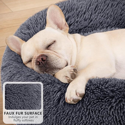 MIXJOY Orthopedic Dog Bed Comfortable Donut Cuddler Round Pet Beds Ultra Soft Washable Dog and Cat Cushion Bed (20''/23''/30'') (30'', Grey-Blue)