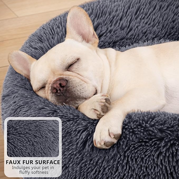 MIXJOY Orthopedic Dog Bed Comfortable Donut Cuddler Round Dog Bed Ultra Soft Washable Dog and Cat Cushion Bed (20''/23''/30''/36'') (36''x36'', Grey-Blue)