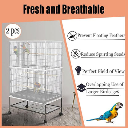 Bird Cage Seed Catcher,Large Birdcage Net Cover,Bird Cage Accessories for Parrot Parakeet Cockatiels Conures Macaw African Round Square Cages(118 * 31inch)