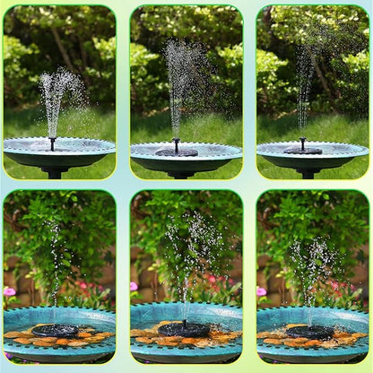 AMZtime Solar Fountain, 2025 Upgraded Solar Water Fountains with 6 Nozzles, Free Standing Floating Solar Powered Water Fountain Pump for Bird Bath, Garden, Pool, Pond and Outdoor